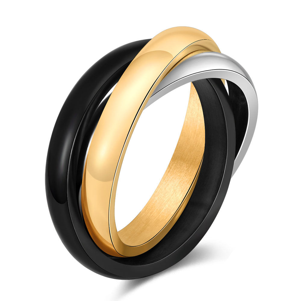 Wholesale ring titanium steel three-ring three-color ring stainless steel confession Valentine's Day gift ring